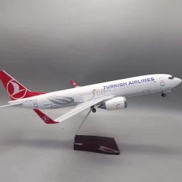 47cm B737-800 companhias aéreas turcas avião de passageiros modelo roda aviões fundidos metal brinquedos em miniatura para meninos para exibição - Image 4