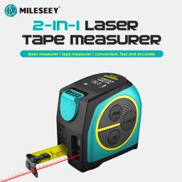 Mileseey Telêmetro laser digital e fita métrica laser 2 em 1 com display LCD Fita laser digital M - Image 1