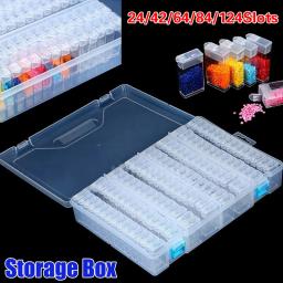Caixa de armazenamento de plástico portátil para bordado Acessório, Ferramentas Pintura Diamante, Bead Organizer, Storage Container, 24Slots, 42 Slots, 64 Slots, 84 Slots, 124Slots - Image 1