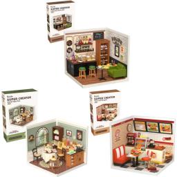 Robotime-DIY 3D Puzzle, Idea Modelo Supply Store Kit, LED Yum Burger, lazer Cheers Bar, Sweet Sips Tea, Home Presente - Image 1