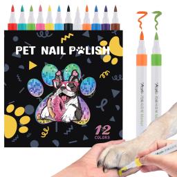 Quick Dry Dog unha polonês caneta, 12 cores, Pet unha polonês para criar unhas bonitas, Girl Pets Grooming, fácil de usar - Image 1
