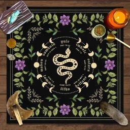 Toalha De Mesa De Tarô Com Seu Poder, Em Forma De Serpente, Estampa Floral e Vegetal, Toalha De Mesa Astrologia, Decoração De Altar, 1Pc - Image 5