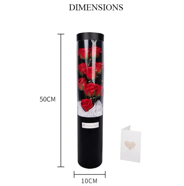 Balde de Flores de Sabão com Luzes de Corda e 9 Rosas Artificiais em Rosa - O Presente Luxuoso e Requintado Perfeito