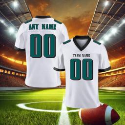 Personalizado verde preto branco camisa de futebol americano personalizado impresso nome número uniforme da equipe fãs presente para adultos crianças - Image 5