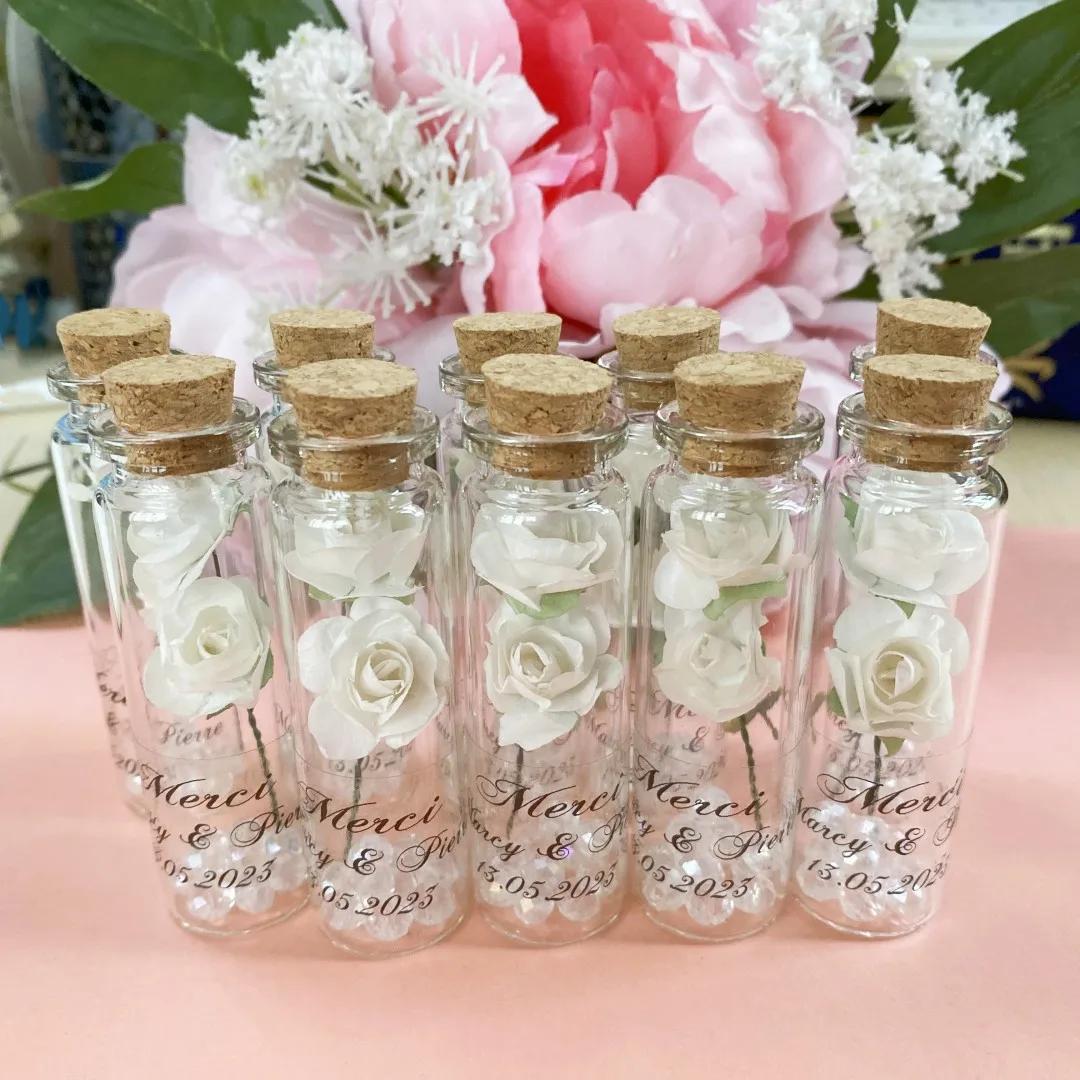Lembranças de casamento personalizadas para convidados, rosa marfim, garrafa sonho, mesa decorações, recepções de noivado, mini vidro, moda, 10 - Image 1