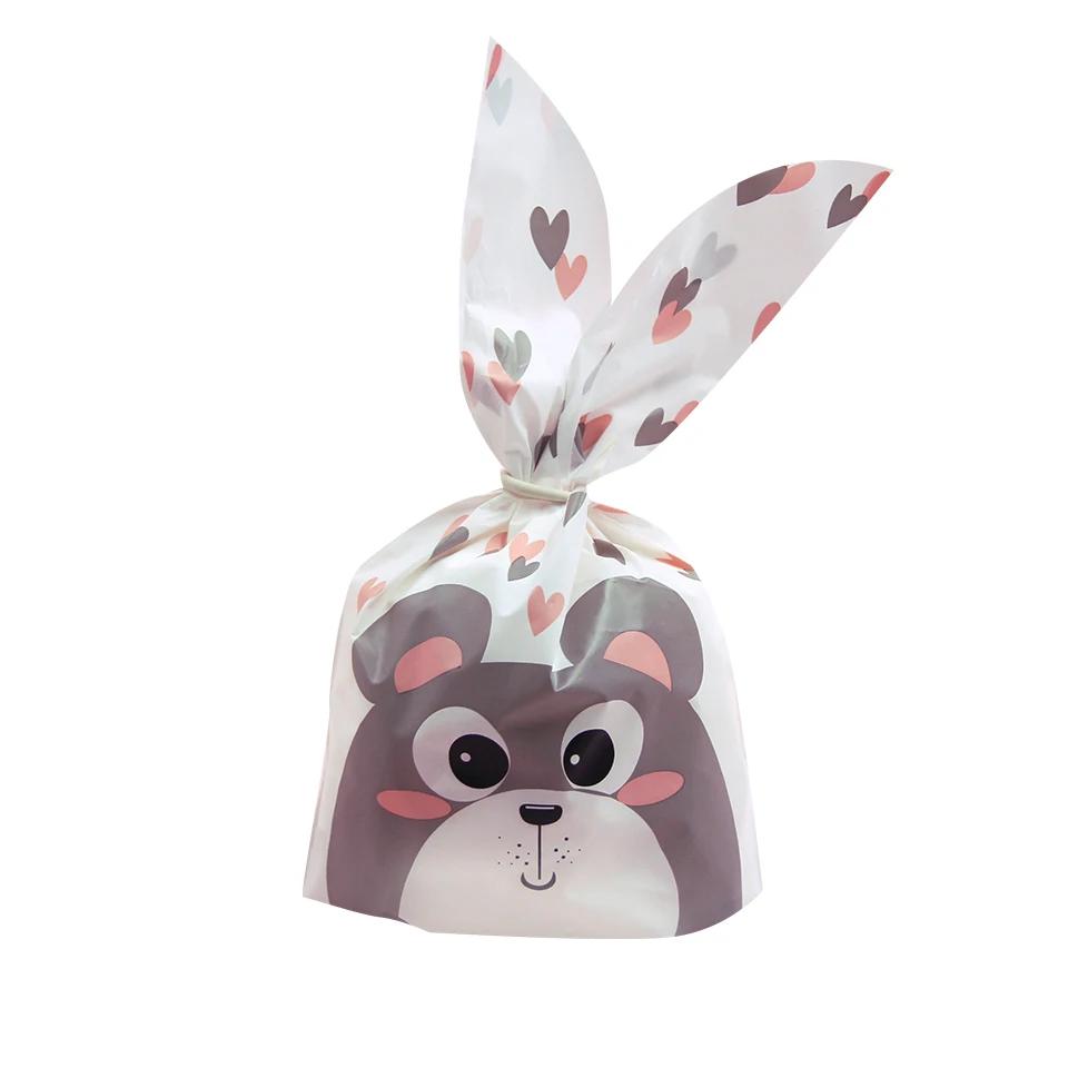 10/20 pces plástico caixa de doces animais sacos de orelha de coelho para crianças festa de aniversário biscoitos presentes de cozimento suprimentos de empacotamento - Image 1