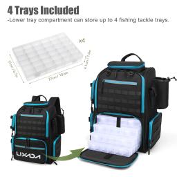 Lixada Mochila de pesca Bolsa de armazenamento de equipamento de pesca à prova d'água com 4 bandejas e capa de chuva - Image 4