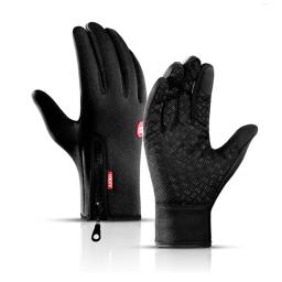 Luvas de ciclismo de inverno para homens e mulheres, respingo de água, quente, tela sensível ao toque, motocicleta, antiderrapante, esqui, zíper, à prova de vento - Image 1