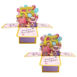 Cartão do feliz aniversário com Envelope 3D Gift Box, Desejos Mensagem, Presente do partido, 65, 55, 12, 15 anos velho - Image 6