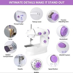 Máquina De Costura Elétrica Portátil Para Iniciantes, Máquina De Costura Doméstica Com Luz, Controle De Velocidade, Acessórios DIY - Image 3