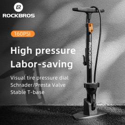Bomba de bicicleta ROCKBROS de alta pressão, economia de trabalho para motocicleta, carro, bicicleta elétrica, AV, inflador FV, MTB Road Bike Acessórios, 160PSI - Image 2