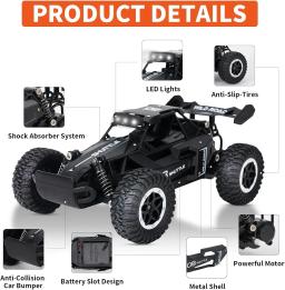 DK087 1:16 2WD Brushless de alta velocidade Off-Road Controle Remoto Carro de corrida de deriva 20 km/h com iluminação LED 2x2 RC Truck Car Model Toy - Image 3