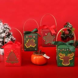 Caixa de presente de Natal com alça, embrulho para casa, Natal, doces, chocolate, maçã, decoração de festa de ano novo - Image 3