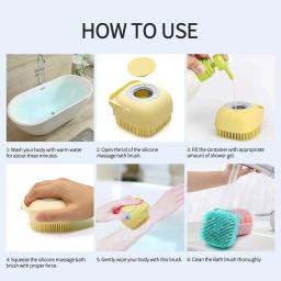 Silicone Pet Bath Brush, Shampoo Dispenser para cães e gatos, Gentle Cat Massage Comb, Rubber Grooming Scrubber, Limpeza Profunda, 2 em 1 - Image 5