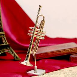 Mini instrumento de sopro trombone trompa francesa saxofone cobre modelo dourado ornamentos com caixa de armazenamento de 87 - Image 3