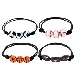 Basketball Beads Charm Bracelets, Futebol, Beisebol, Sports Theme Party Gift, Fãs, Pulseira periférica, Birthday Party Decor, 5 pcs, 10pcs - Image 2