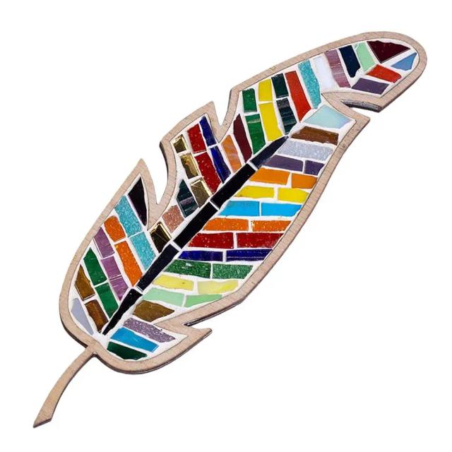 Mosaico de Vidro Manchado para Crianças - Kit Criativo de Artesanato DIY com Pena Brilhante