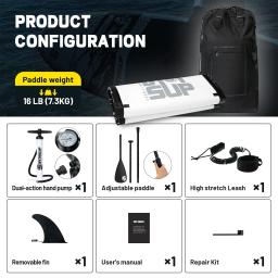 Prancha de remo inflável para iniciantes, prancha de surf profissional antiderrapante com acessórios de mochila de bomba, esqui aquático SUP - Image 5