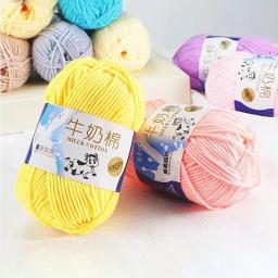Fio de Crochet macio e quente para tricô, leite algodão, linha, bordado artesanal, DIY, 5 fios, 91 cores - Image 2