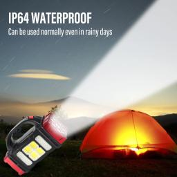 Lanternas LED de alta potência, Tocha de acampamento, Luz de trabalho, Carga solar, 4 Gear, USB recarregável, Luz impermeável para exterior - Image 4