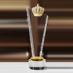 Troféu de cristal personalizado para o prêmio do grupo do empregado, ouro do metal, prata, coroa do cobre, lembranças do ofício, decoração Home, 1Pc - Image 2