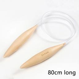 Agulhas de tricô circular de bambu com tubo transparente Agulha de crochê ganchos Weave Craft Ferramenta de tricô de costura DIY 80cm de comprimento 1 par - Image 1