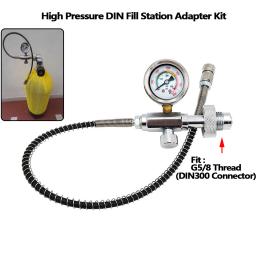 Estação de enchimento HPA Ar Comprimido, Recarga Adaptador de carregamento, Din Scuba Diving Tanque, garrafa grande para tanque pequeno, G5, 8 ", DIN 232/300 Bar - Image 2