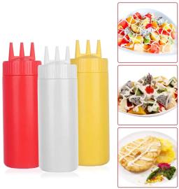 3 pçs 650ml ketchup squeeze garrafa de plástico condimento squeeze squirt garrafas 3 buraco dispensando garrafas para óleo churrasco molhos pintura - Image 4