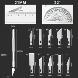 Escultura Metal Bisturi Faca, Faca Kit Ferramentas, Cortador De Papel De Madeira, Craft Pen, Gravura Suprimentos De Corte, DIY Stationery Utility Knife, 13pcs - Image 4