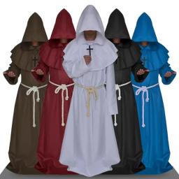 Manto do mago medieval Cosplay Fantasia, Renascença, Sacerdote Monges, Bruxa, Vampiro, Vestes Cristãs, Death Friar, Capa de Feitiçaria - Image 1