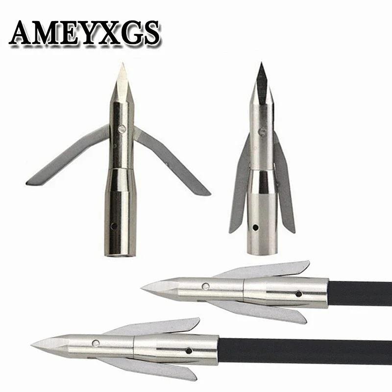 3/6 pçs arco de pesca setas peixe broadheads ponta de aço inoxidável 2 lâmina expansível flecha tiro com arco caça acessórios - Image 1