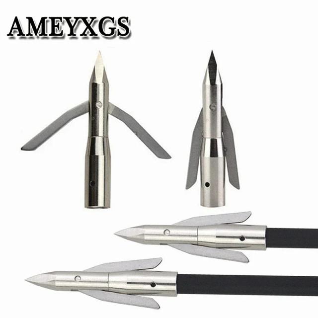Conjunto de 3 a 6 Setas de Pesca com Pontas de Aço Inoxidável, 2 Lâminas Expansíveis para Arco e Flecha - Acessórios de Caça para Pesca Eficiente