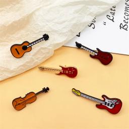 Venda quente nova série de instrumentos musicais guitarra elétrica violino yukri metal esmalte broche moda personalidade pino distintivo presente - Image 5