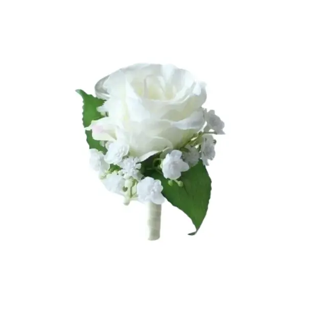 Flores de Pulso Brancas para Noivas: Buquê Artesanal de Seda e Acessórios Elegantes para Damas de Honra