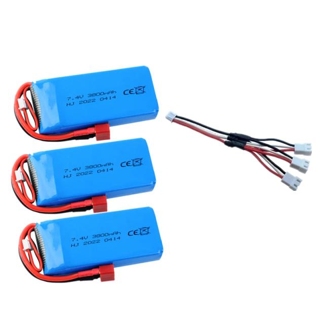 Bateria e Carregador LiPo 2S 7.4V 3800mAh para Wltoys 1/14 e 1/10 - Peças Sobressalentes para Carros RC