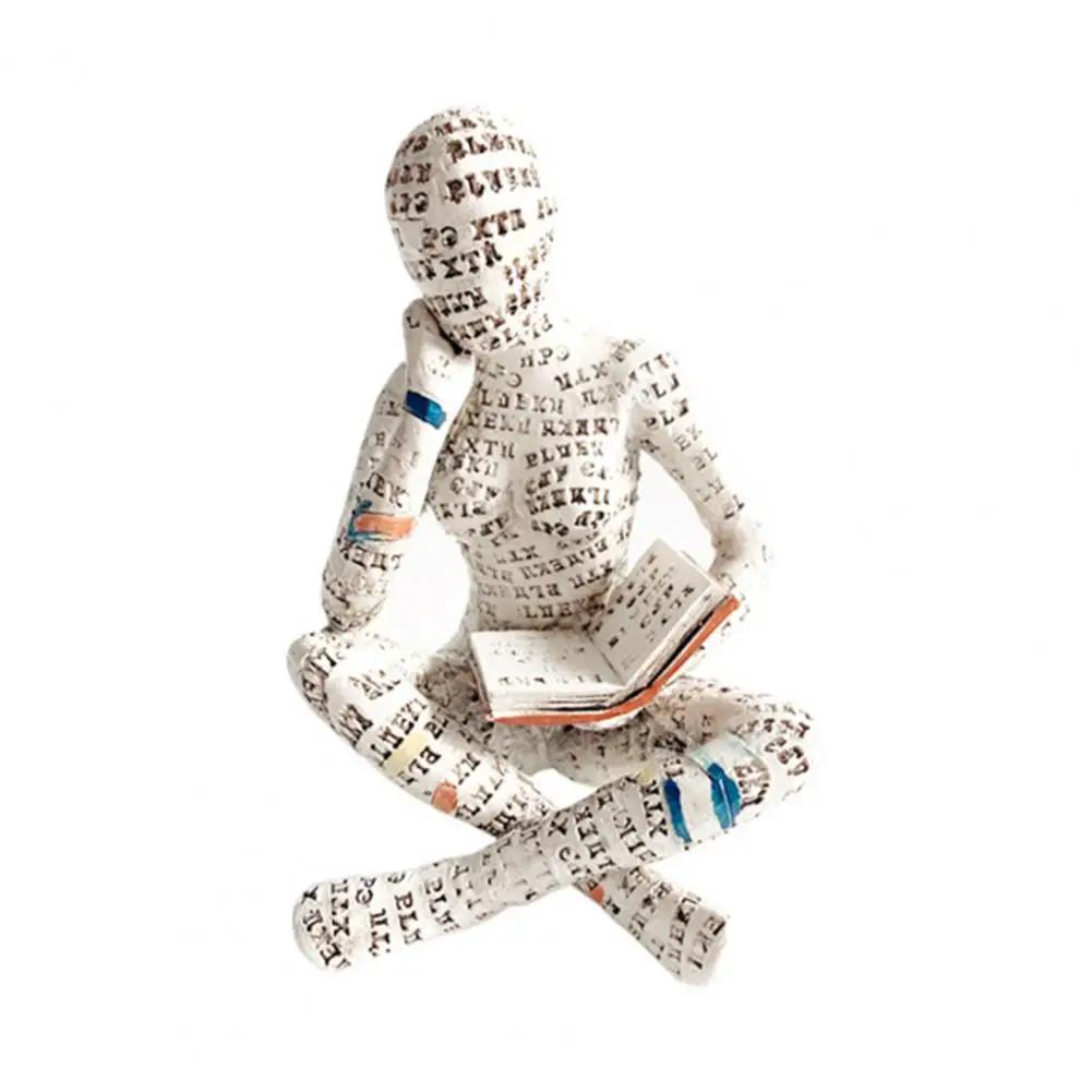 Nordic Reading Mulher Estátua Com Padrão De Carta, Pensando Escultura, Estatueta De Mulher, Estante De Celulose, Presente De Decoração De Casa - Image 1