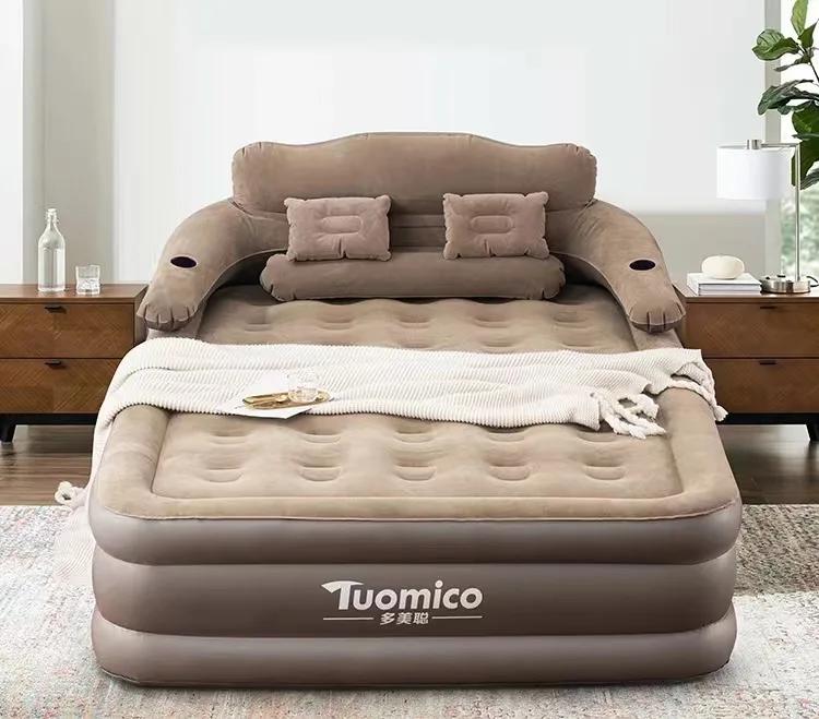 Almofada de ar inflável automática Cama com bomba elétrica, Camping colchão com encosto, 150x203cm - Image 1