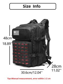 Mochila de Caça Tática Resistente, Gym Bag, Mochila de Caminhadas ao ar livre, Bruxa 2 Porta-garrafas, 50L - Image 3