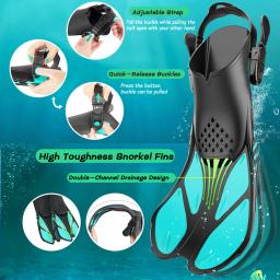 Silicone Scuba Diving Shoes, Snorkel Fins, Fivelas Ajustáveis, Nadadeiras De Natação, Silicone Curto, Salto Aberto, Tamanho De Viagem, Homens e Mulheres Adultos - Image 5