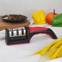 Afiador De Faca 3 Estágios Amolador Profissional Ferramenta Com Afiação Rápida Em Aço Inoxidável - Image 4