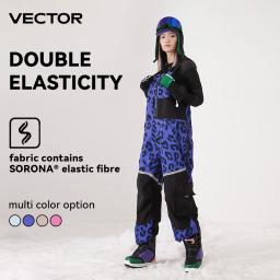 Vector grosso das mulheres dos homens calças de esqui macacão reto macacão babador de esqui à prova dwindproof água inverno quente à prova vento esportes ao ar livre snowboard - Image 3