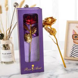 Rosa artificial do ouro 24k com caixa, Rosas falsas, Presente do dia dos namorados, Presente presente, Flor de sabão, Flores da folha, Decoração Home - Image 1