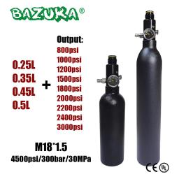 Tanque do ar comprimido com regulador, cilindro de garrafa, 0.25L 0.35L 0.5L CO2, 4500psi 30MPa 300bar, M18 * 1.5, 800psi a 3000psi - Image 1