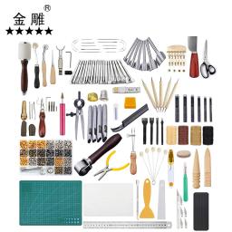 366 peças de couro crafting trabalho kit ferramentas artesanato carimbar punch prong, buraco perfurador oco, matting corte couro diy obras de arte - Image 5