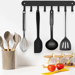 Suporte de chave adesivo Wall Mount, Chaveiro, Suporte chave preto decorativo, 8 ganchos - Image 1