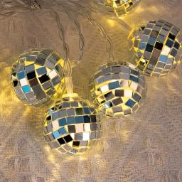 Disco Ball Luzes De Cordas LED, Bola Espelho, Decoração De Festa De Solteira, Aniversário, Carnavais, Decoração De Bar De Noite De Gata, 1,5 m - Image 1