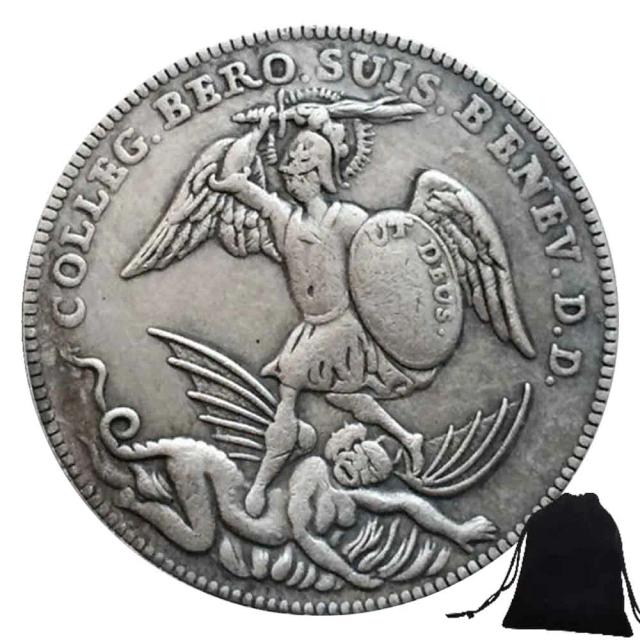 Moeda de Bolso Comemorativa da Suíça com Bolsa de Presente - Design Elegante para Casais, Luxo e Boa Sorte, 1720