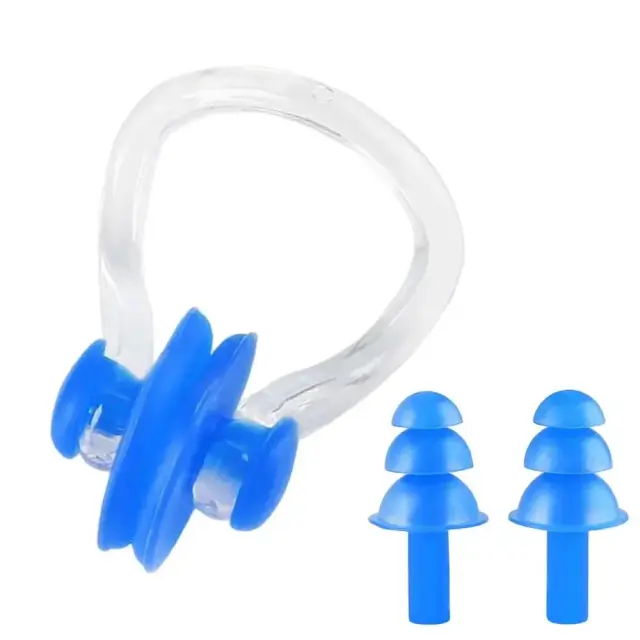 Conjunto de Acessórios Impermeáveis para Natação: Tampões de Ouvido e Clip de Nariz em Silicone Macio