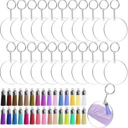 Acrílico Ornamentos Set com Clear Acrílico Círculo Discos com Buraco, DIY Chaveiro, Anel Chaveiro e Tassel, 40pcs - Image 1