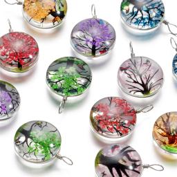 Colar De Pingente De Cristal De Vidro Oval, Real Flor Seca, Jóias Fazendo Acessórios, Colares DIY, 20x29mm, 5Pcs por lote - Image 5
